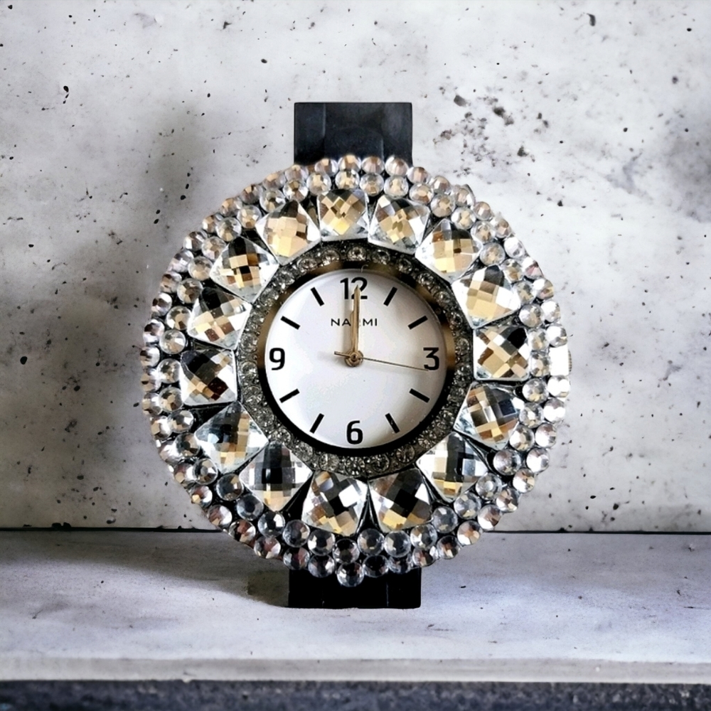 Narmi Crystal Rhinestone Silicone Band Watch